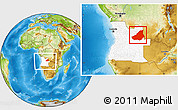 Physical Location Map of Lunda Sul, highlighted country, within the entire country