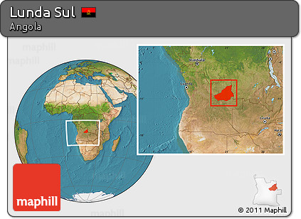 Satellite Location Map of Lunda Sul, within the entire country