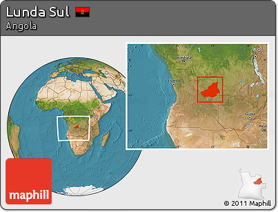 Satellite Location Map of Lunda Sul, within the entire country