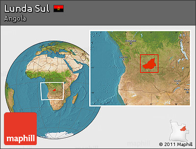 Satellite Location Map of Lunda Sul, within the entire country