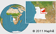 Satellite Location Map of Lunda Sul, highlighted country, within the entire country
