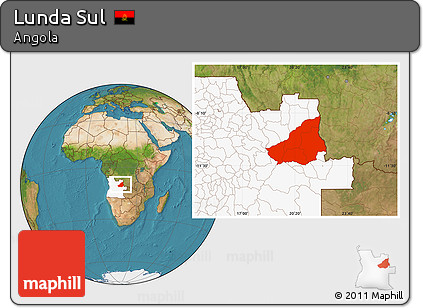 Satellite Location Map of Lunda Sul, highlighted country