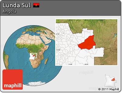 Satellite Location Map of Lunda Sul, highlighted country