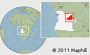 Savanna Style Location Map of Lunda Sul, highlighted country, within the entire country, hill shading