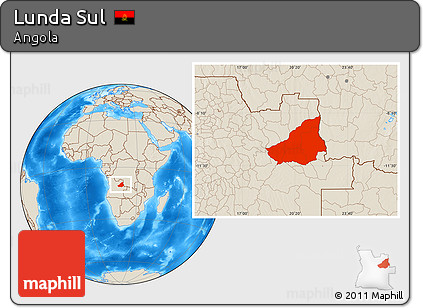 Shaded Relief Location Map of Lunda Sul