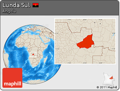 Shaded Relief Location Map of Lunda Sul
