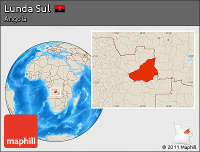 Shaded Relief Location Map of Lunda Sul