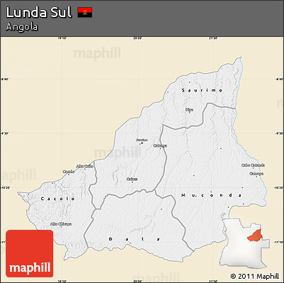 Classic Style Map of Lunda Sul, single color outside