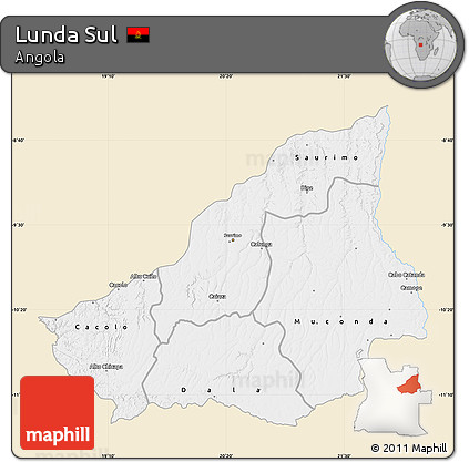 Classic Style Map of Lunda Sul, single color outside