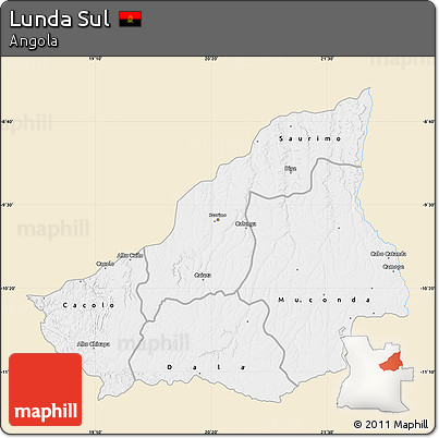 Classic Style Map of Lunda Sul, single color outside