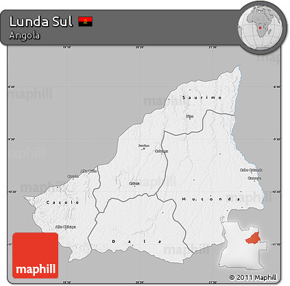 Gray Map of Lunda Sul, single color outside