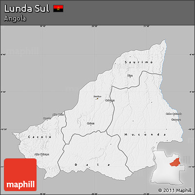 Gray Map of Lunda Sul, single color outside