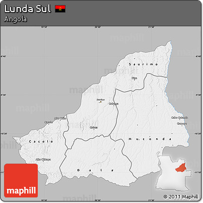 Gray Map of Lunda Sul, single color outside
