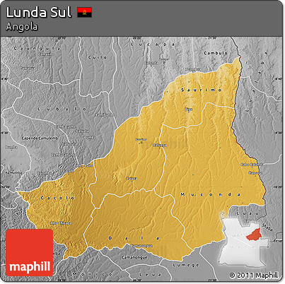 Physical Map of Lunda Sul, desaturated