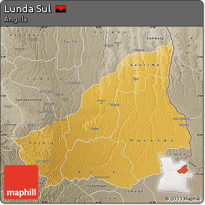 Physical Map of Lunda Sul, semi-desaturated