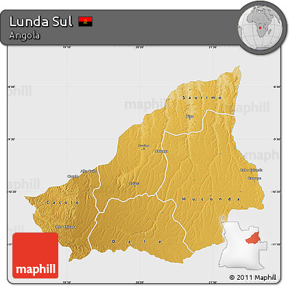 Physical Map of Lunda Sul, single color outside