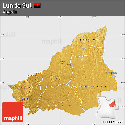 Physical Map of Lunda Sul, single color outside