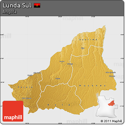 Physical Map of Lunda Sul, single color outside