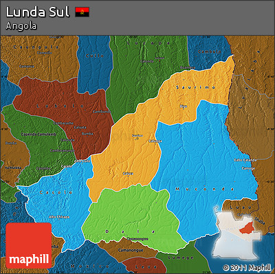 Political Map of Lunda Sul, darken