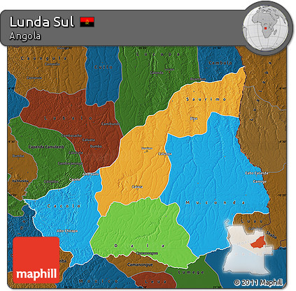 Political Map of Lunda Sul, darken