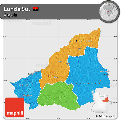 Political Map of Lunda Sul, single color outside