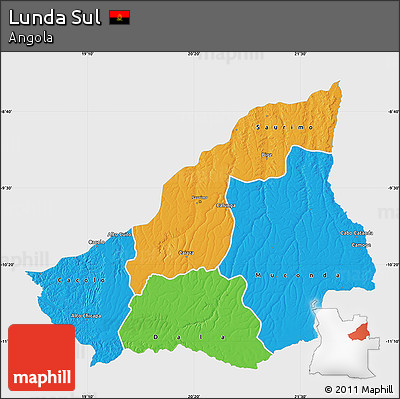 Political Map of Lunda Sul, single color outside