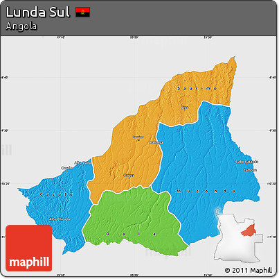 Political Map of Lunda Sul, single color outside