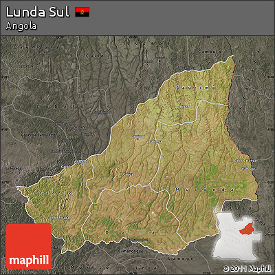 Satellite Map of Lunda Sul, darken, semi-desaturated