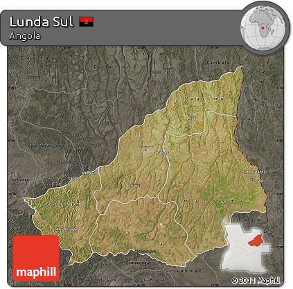 Satellite Map of Lunda Sul, darken, semi-desaturated