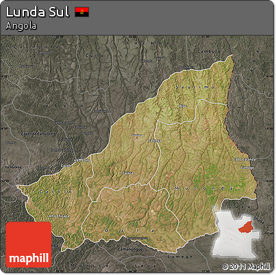 Satellite Map of Lunda Sul, darken, semi-desaturated