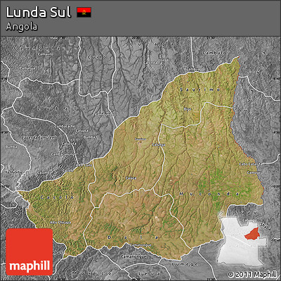 Satellite Map of Lunda Sul, desaturated