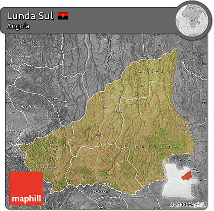 Satellite Map of Lunda Sul, desaturated