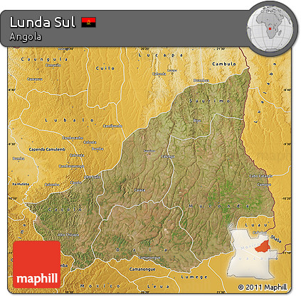 Satellite Map of Lunda Sul, physical outside