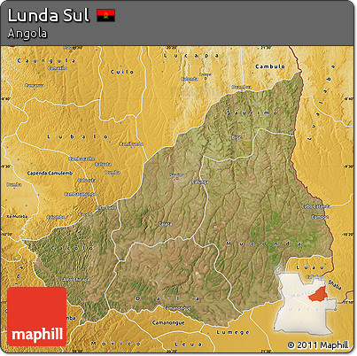 Satellite Map of Lunda Sul, physical outside