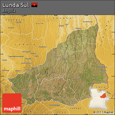 Satellite Map of Lunda Sul, physical outside