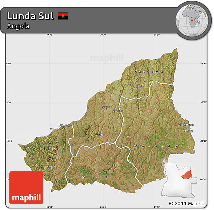 Satellite Map of Lunda Sul, single color outside