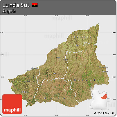 Satellite Map of Lunda Sul, single color outside