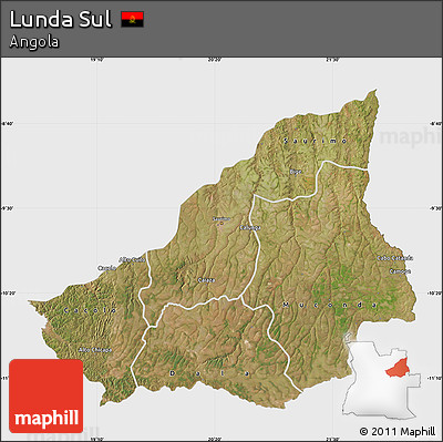 Satellite Map of Lunda Sul, single color outside