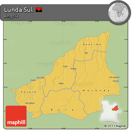 Savanna Style Map of Lunda Sul, single color outside