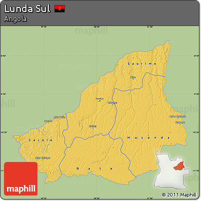 Savanna Style Map of Lunda Sul, single color outside