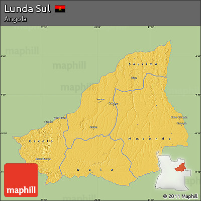 Savanna Style Map of Lunda Sul, single color outside