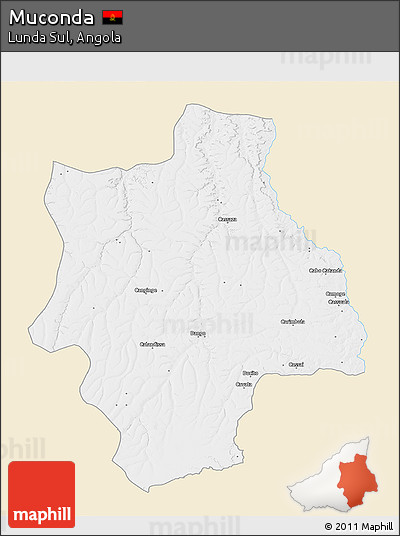 Classic Style 3D Map of Muconda, single color outside