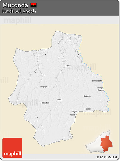 Classic Style 3D Map of Muconda, single color outside