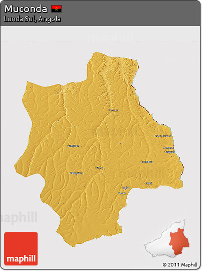 Physical 3D Map of Muconda, cropped outside
