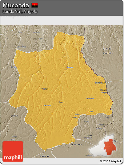 Physical 3D Map of Muconda, semi-desaturated