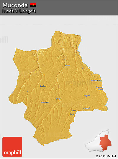 Physical 3D Map of Muconda, single color outside