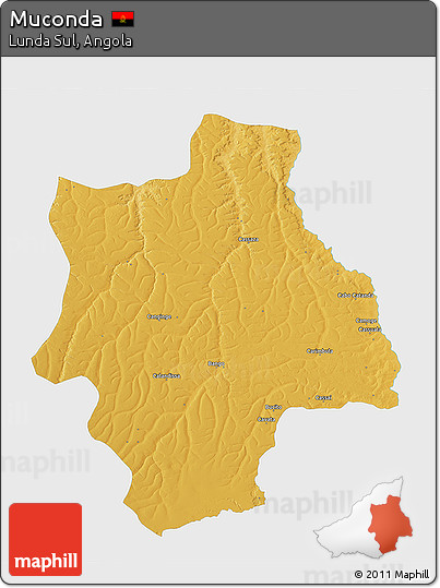 Physical 3D Map of Muconda, single color outside