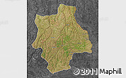 Satellite 3D Map of Muconda, darken, desaturated