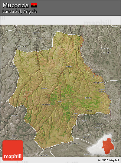 Satellite 3D Map of Muconda, semi-desaturated