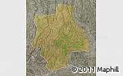 Satellite 3D Map of Muconda, semi-desaturated